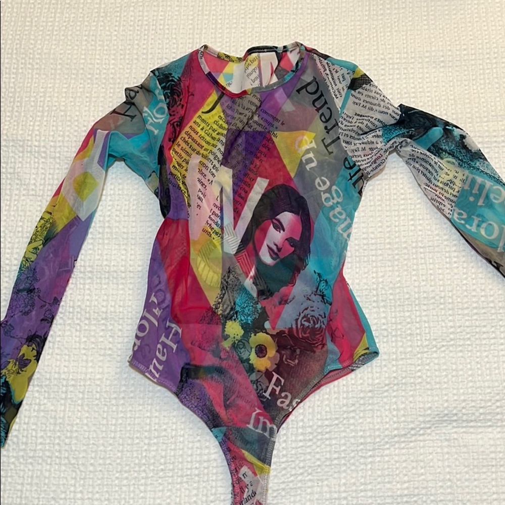 Mesh See Through Pattern Long Sleeve